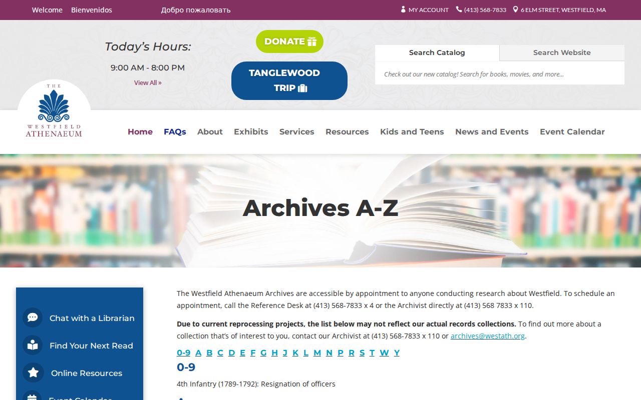 Westfield city directory companion records in Athenaeum archives