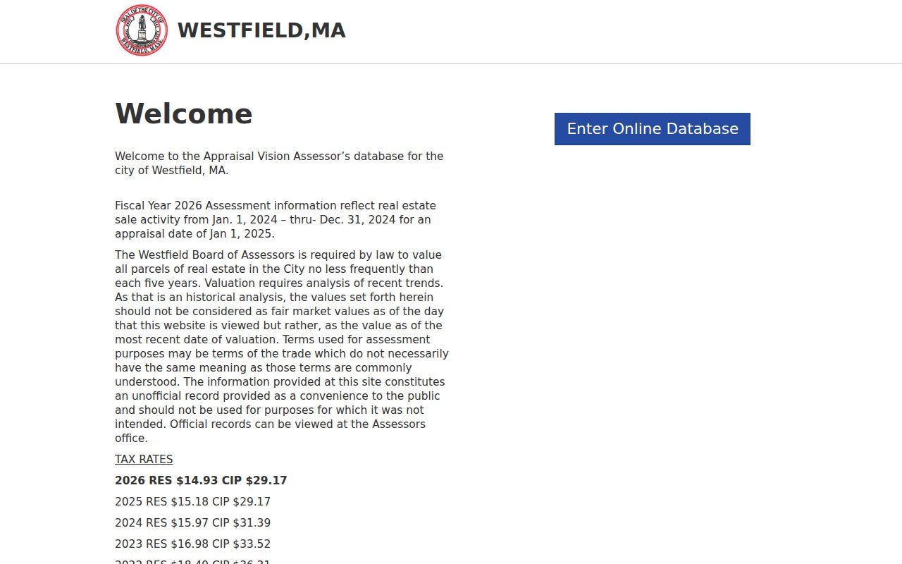 Westfield residents directory assessor property search screen