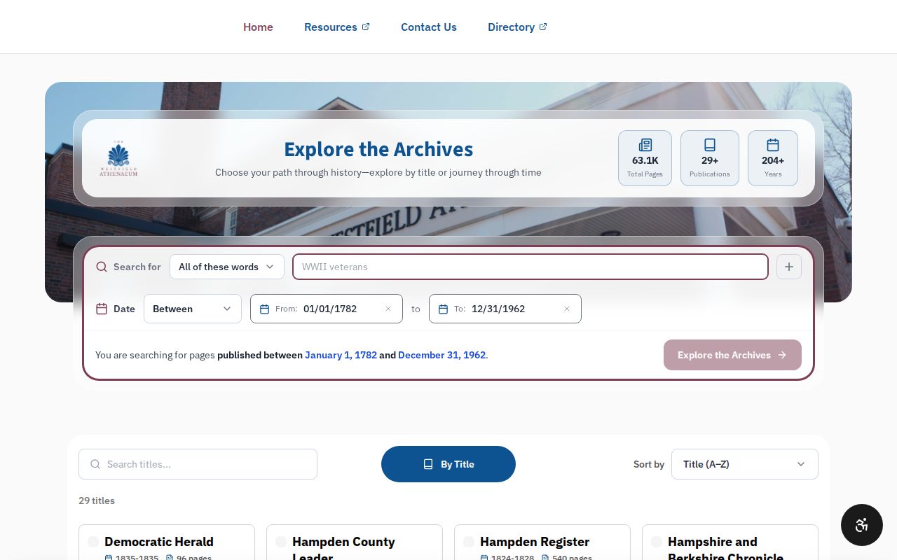 Westfield city directory-era historical newspaper archive